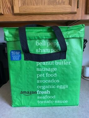 Amazon Fresh Reusable Foldable Insulated Cooler Bag Discontinued Tote Foldable